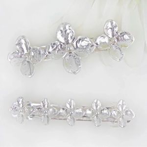 Silver Graduated Flower Hair Barrette Set